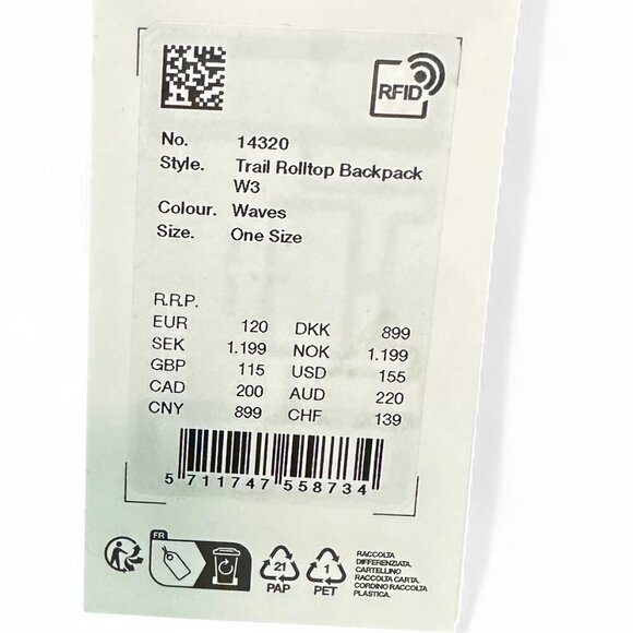 Rains Trail Rolltop Backpack W3 - Blue NWT Unisex - Picture 2 of 16